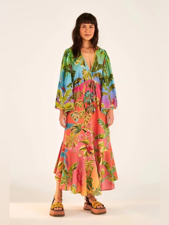 FARM Rio Dresses & Skirts - Farm Rio Ombre Forest Ruffle Tunic Dress